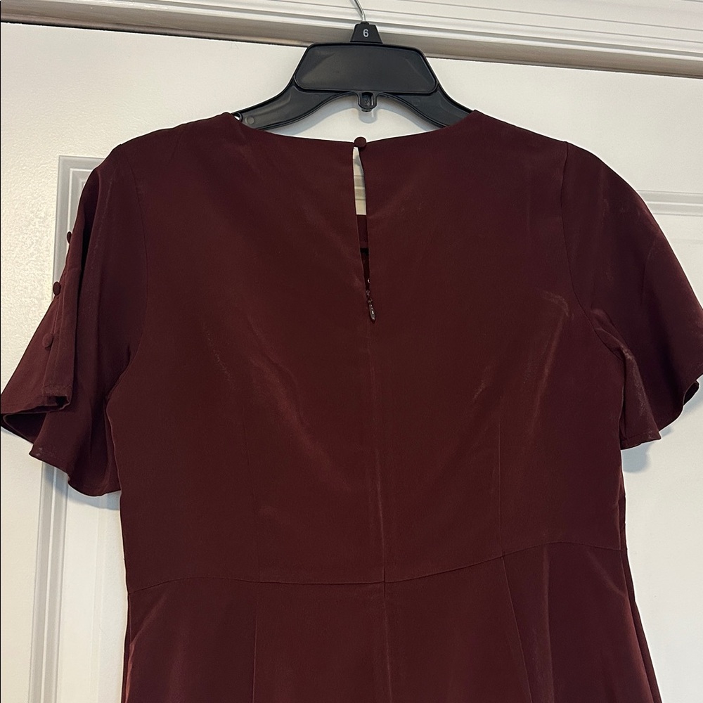 Ann Taylor Burgundy Short Flutter Sleeve Shift Dress Size 4P - Picture 7 of 8